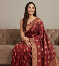 Wine Silk Saree with Booti