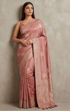 Rust Butter Crepe Handwork Saree