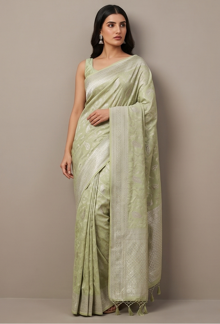Pastel Green Tanchoi Silk Saree