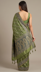Green Cotton Thread Work Saree