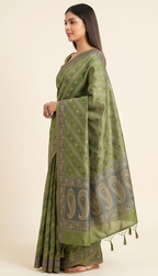Green Cotton Thread Work Saree