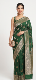 Dark Green Banarasi Silk Saree