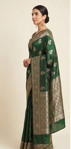 Dark Green Banarasi Silk Saree