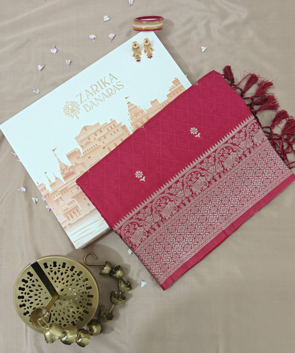 Red Banarasi Silk Tanchoi Saree
