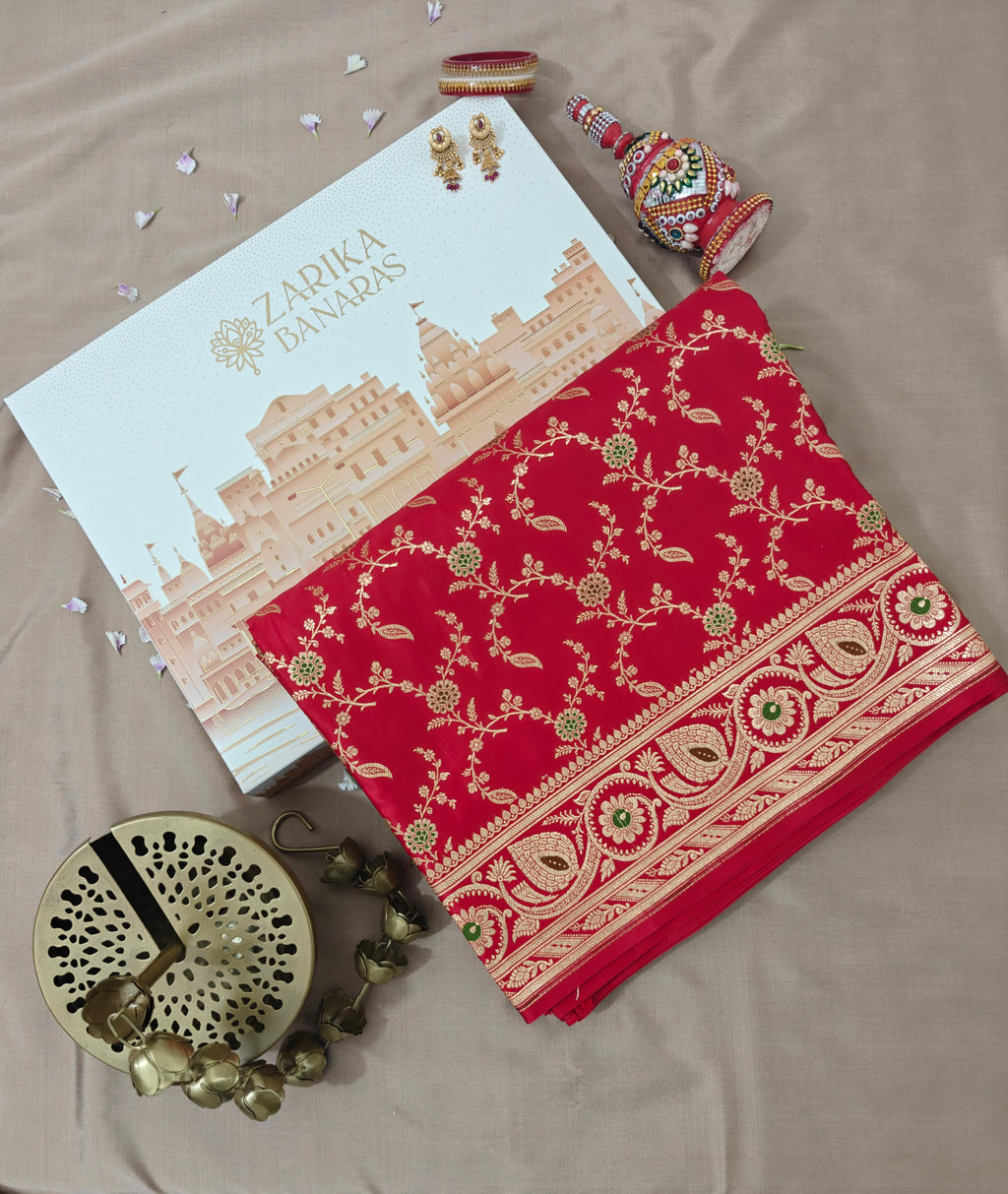 Red banarasi Katan Meenakari