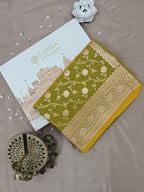 Parrot Green Jaal Katan Silk Saree