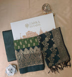 Green Contrast Silk Suit Banarasi