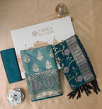 Ferozi Silk Suit with Meenakari