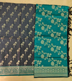Dark Grey Green Silk Suit Set