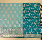 Ferozi Silk Suit with Meenakari