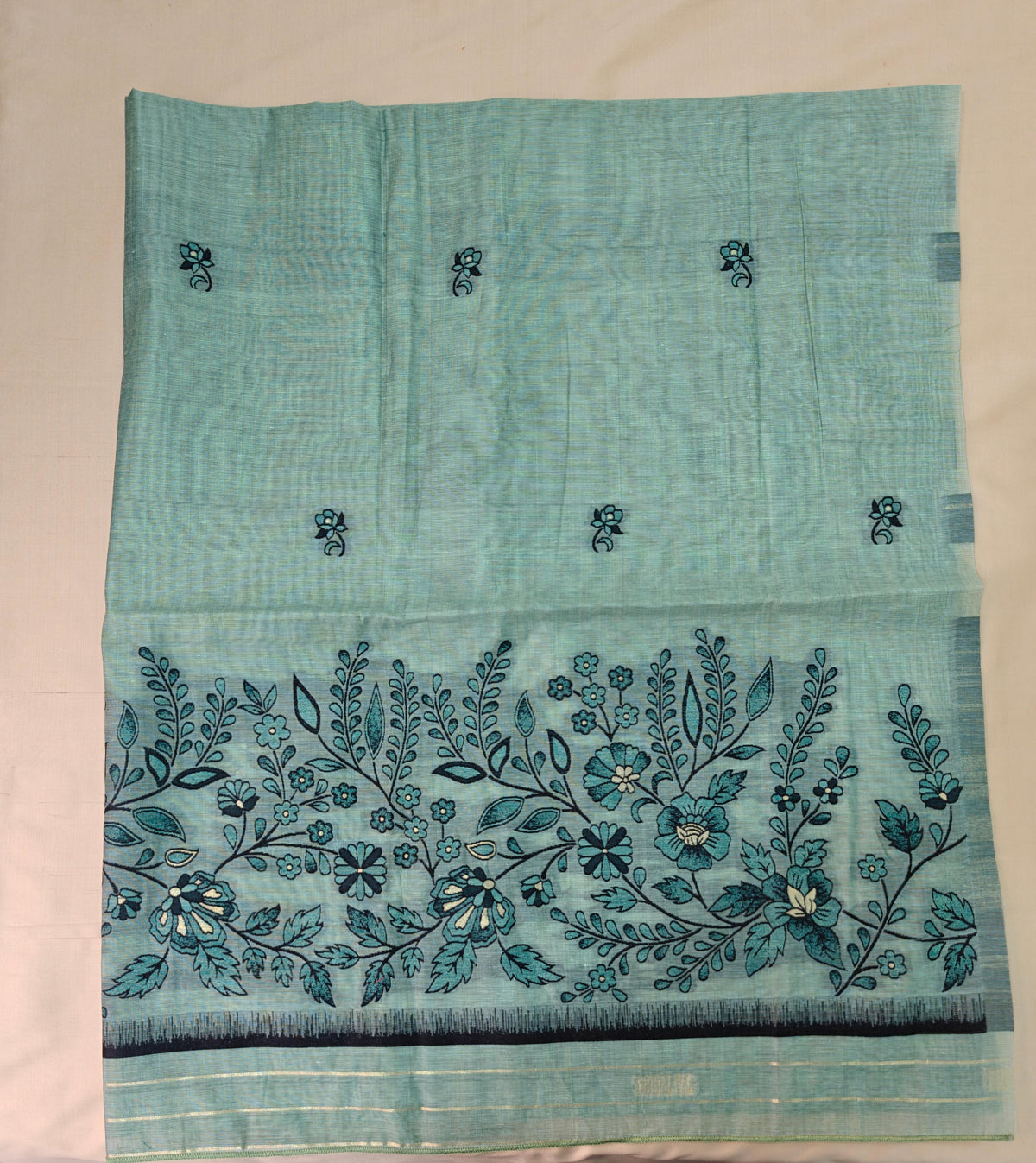 Dark Aqua Tussar Silk Suit