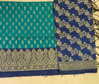 Royal Blue Green Silk Suit Set