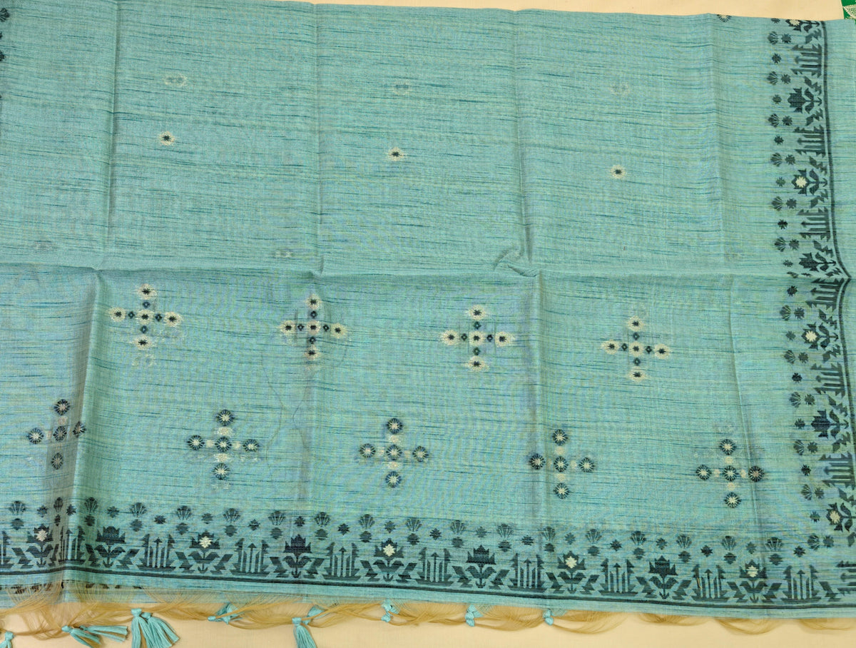 Dark Aqua Tussar Silk Suit
