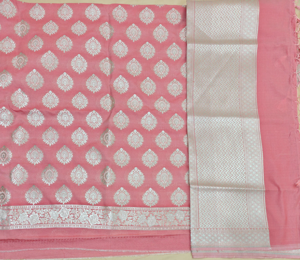 Coral Zari Silk Suit
