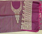 Wine Katan Suit with Golden Zari
