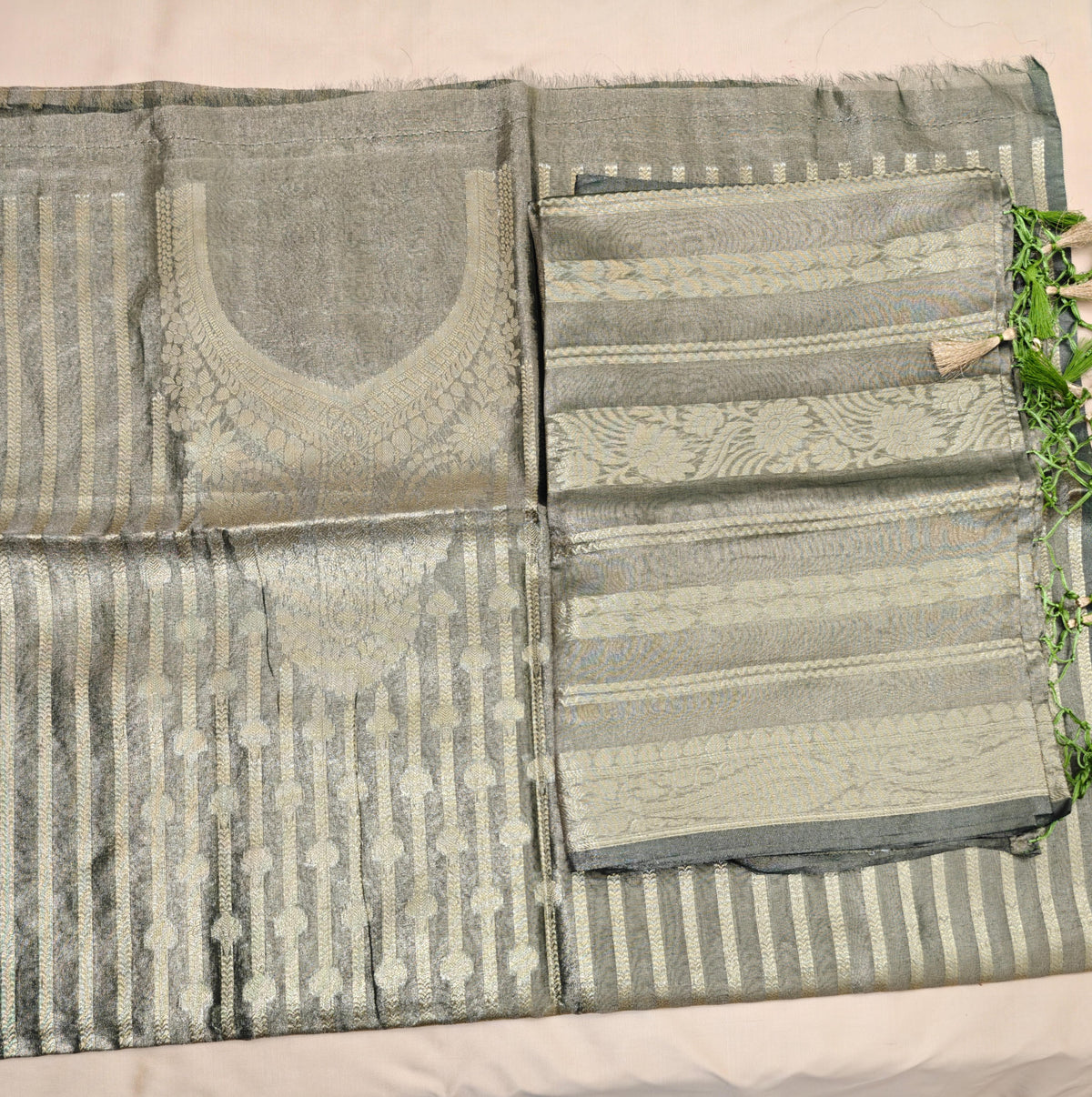 Mehndi Tissue Silk Suit