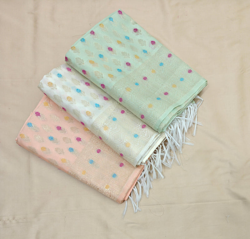 Mulmul Cotton White Booti Suit