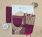 Wine Katan Suit with Golden Zari