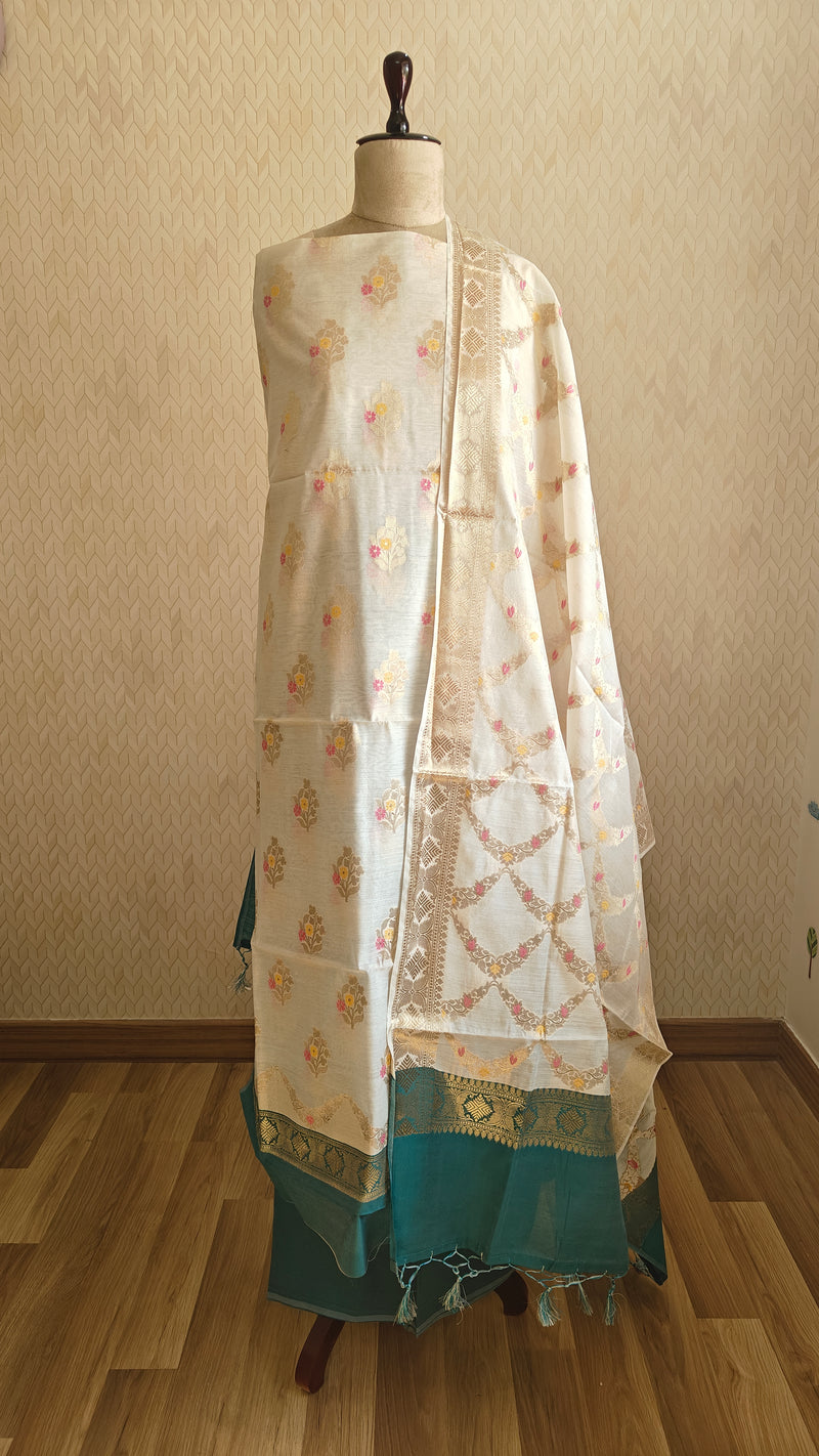 Sea Green Ivory Cotton Suit