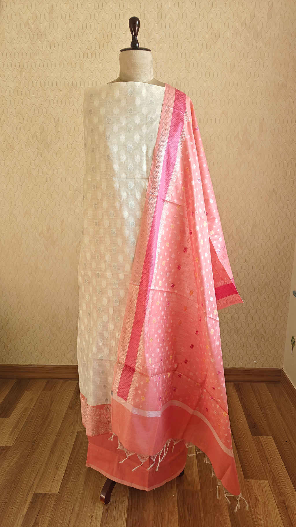 Pink White Cotton Suit