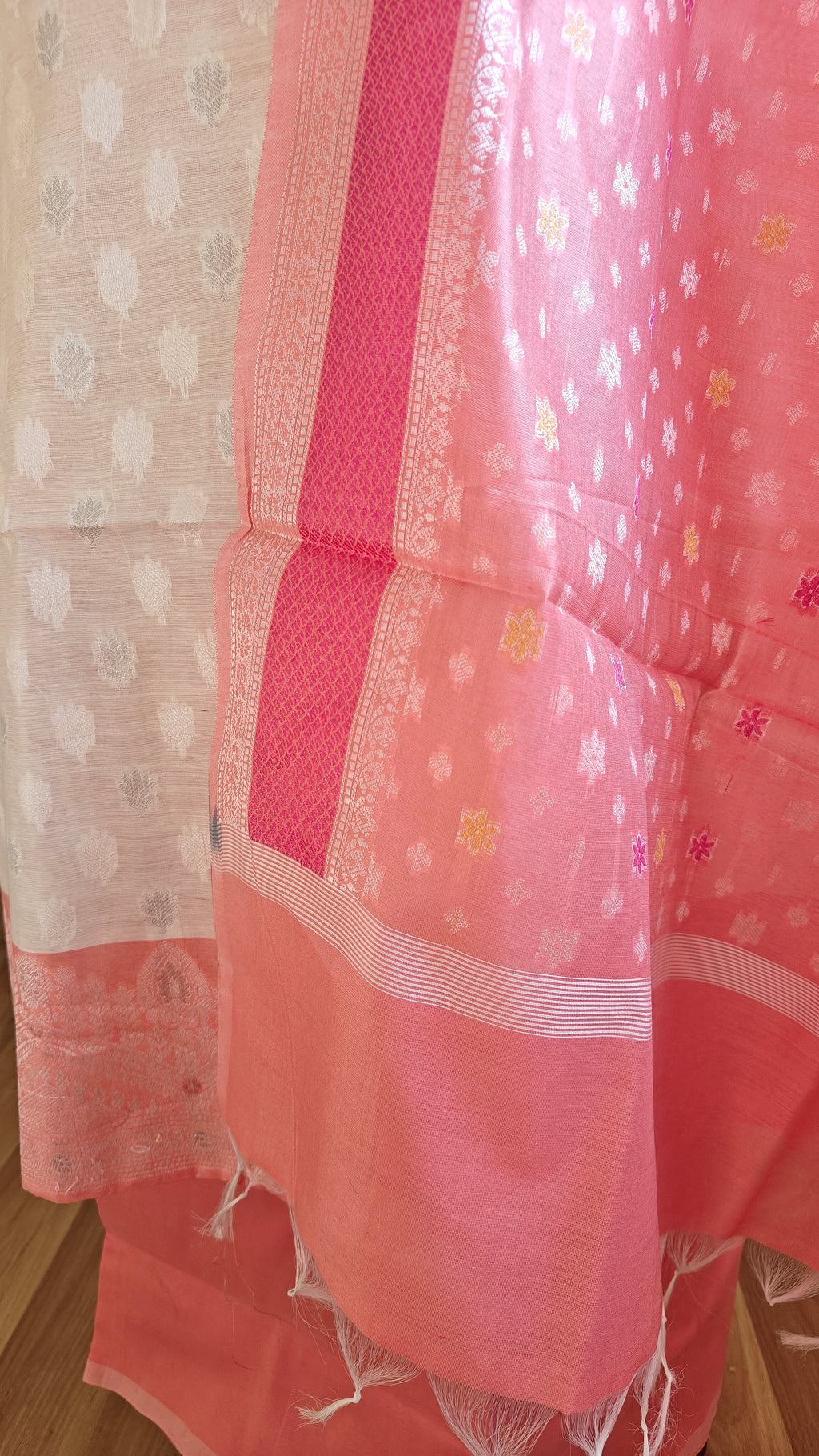 Pink White Cotton Suit