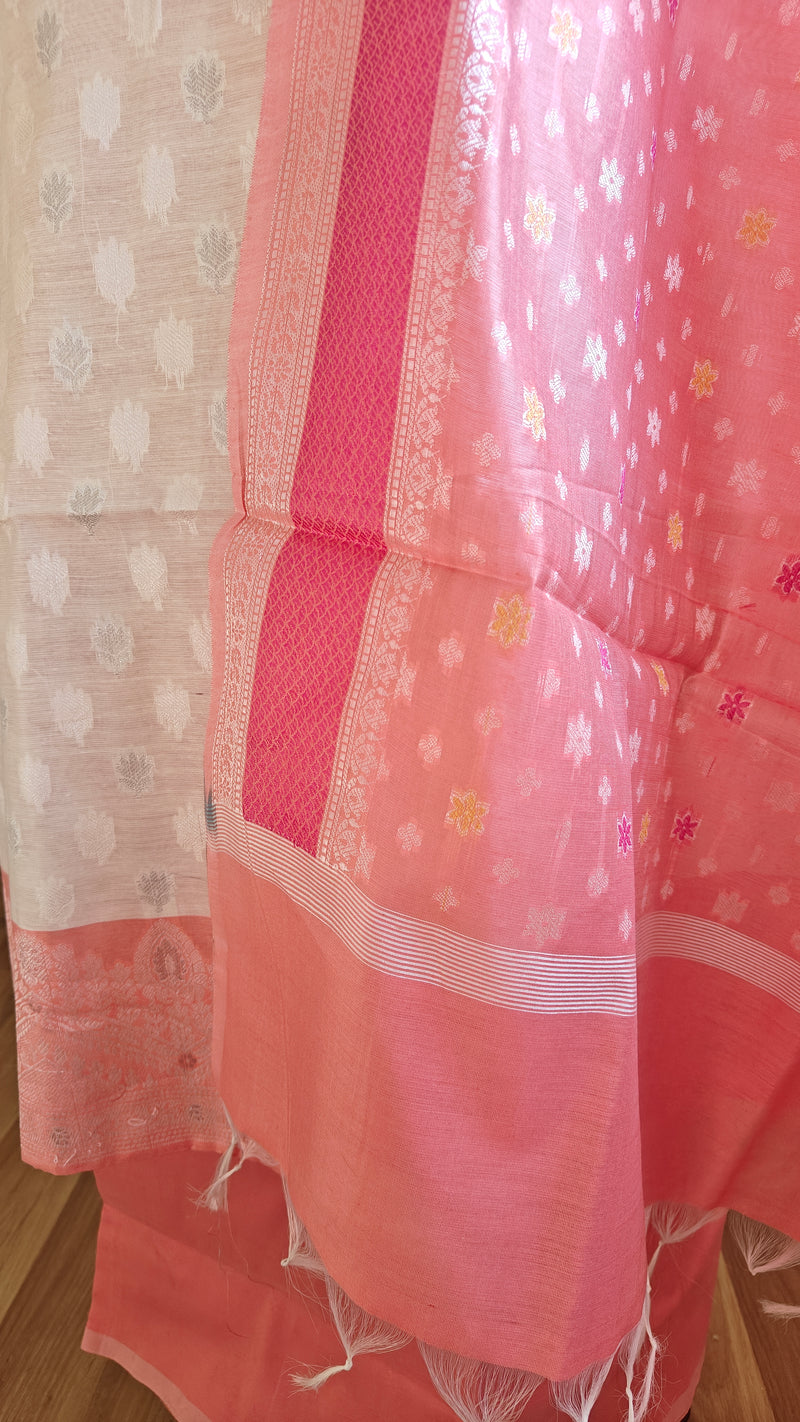 Pink White Cotton Suit