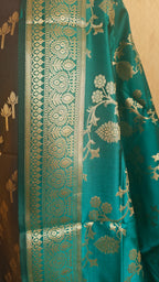 Dark Grey Green Silk Suit Set
