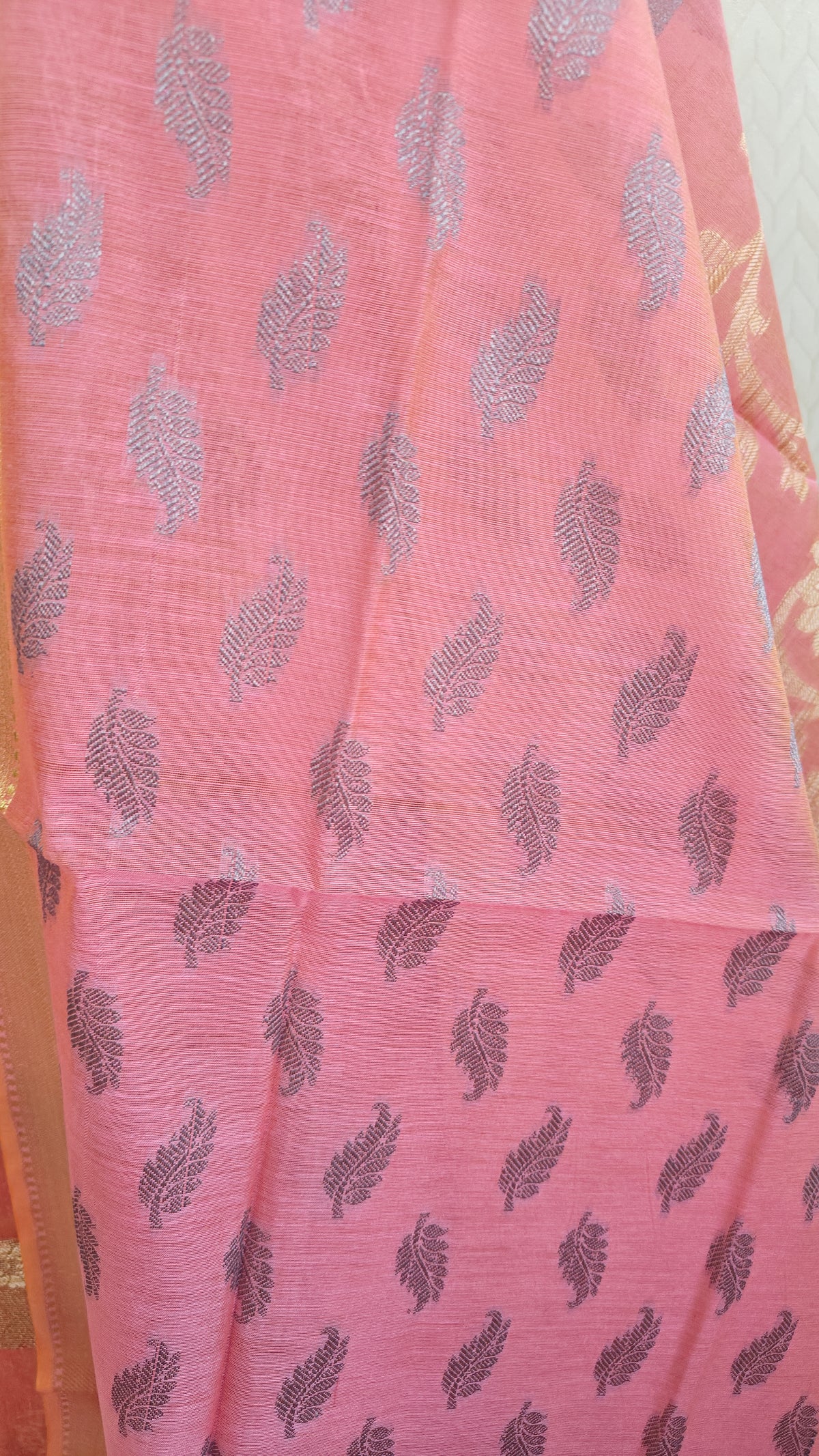 Cotton pink banarasi dupatta suit