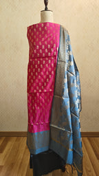 Banarasi Rani Grey Silk Suit