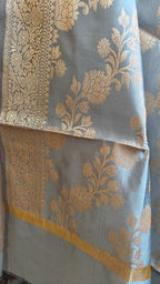 Banarasi Rani Grey Silk Suit