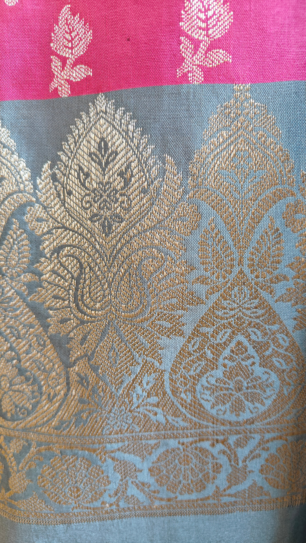 Banarasi Rani Grey Silk Suit