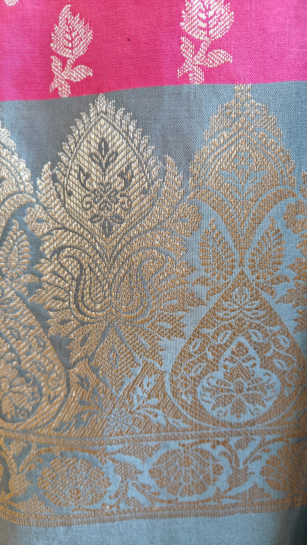 Banarasi Rani Grey Silk Suit
