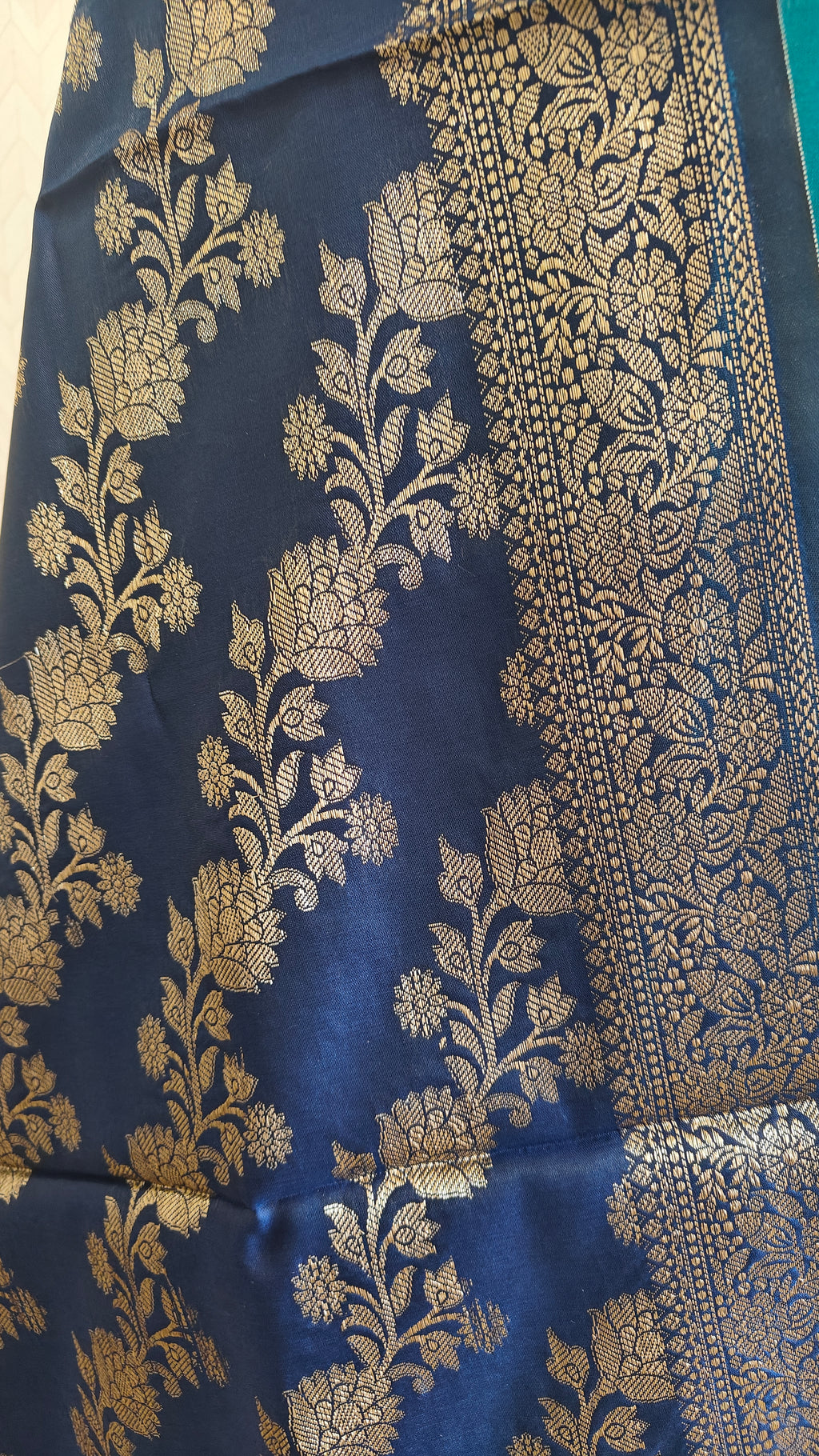 Royal Blue Green Silk Suit Set