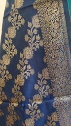 Royal Blue Green Silk Suit Set