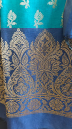 Royal Blue Green Silk Suit Set