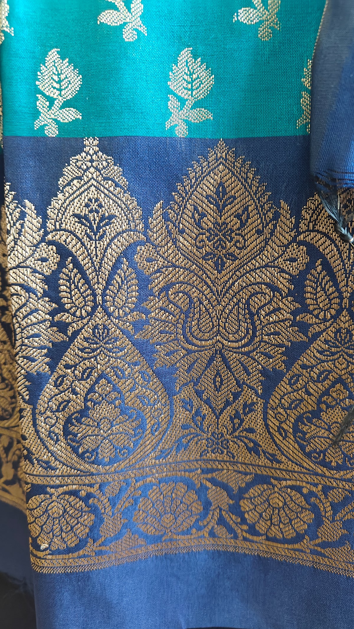 Royal Blue Green Silk Suit Set