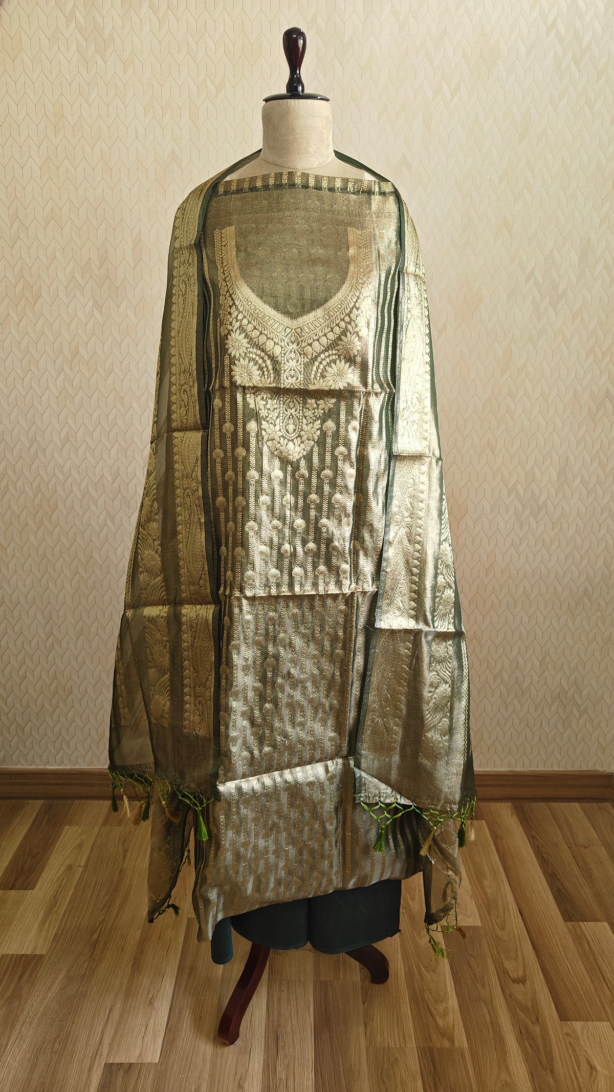 Mehndi Tissue Silk Suit