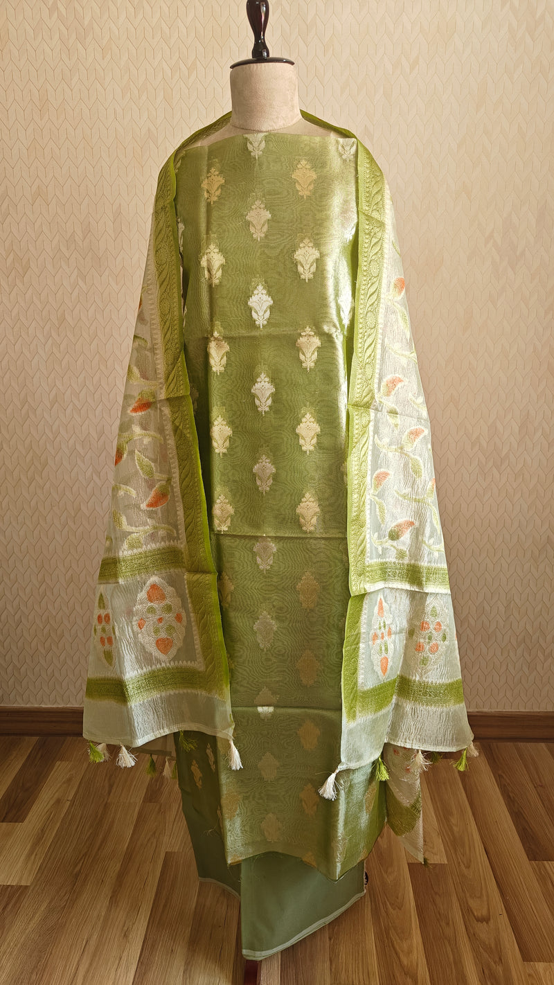 Parrot Green Tissue Silk Suit