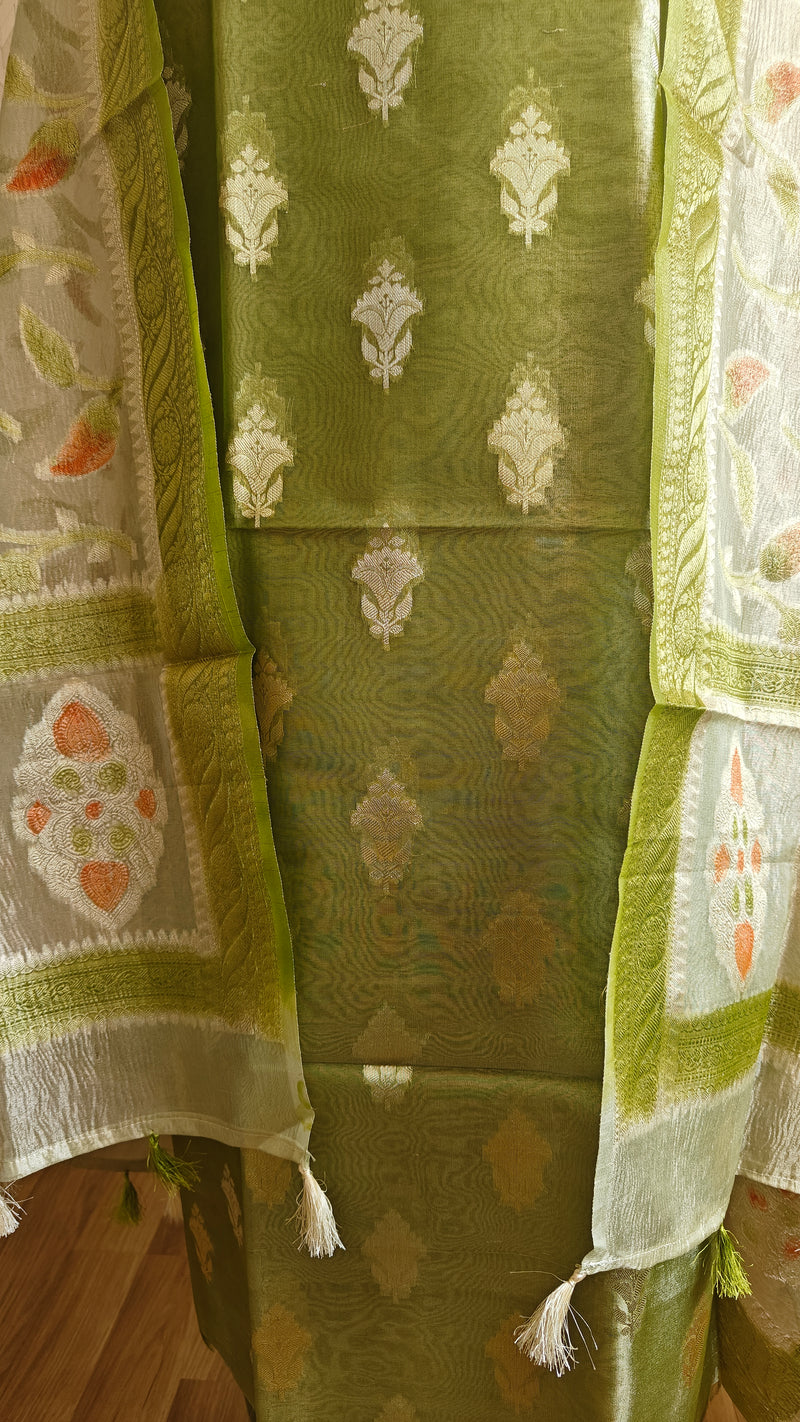 Parrot Green Tissue Silk Suit