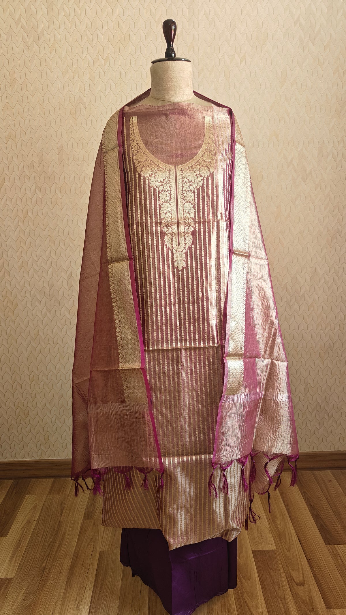 Plum Tissue Silk Suit