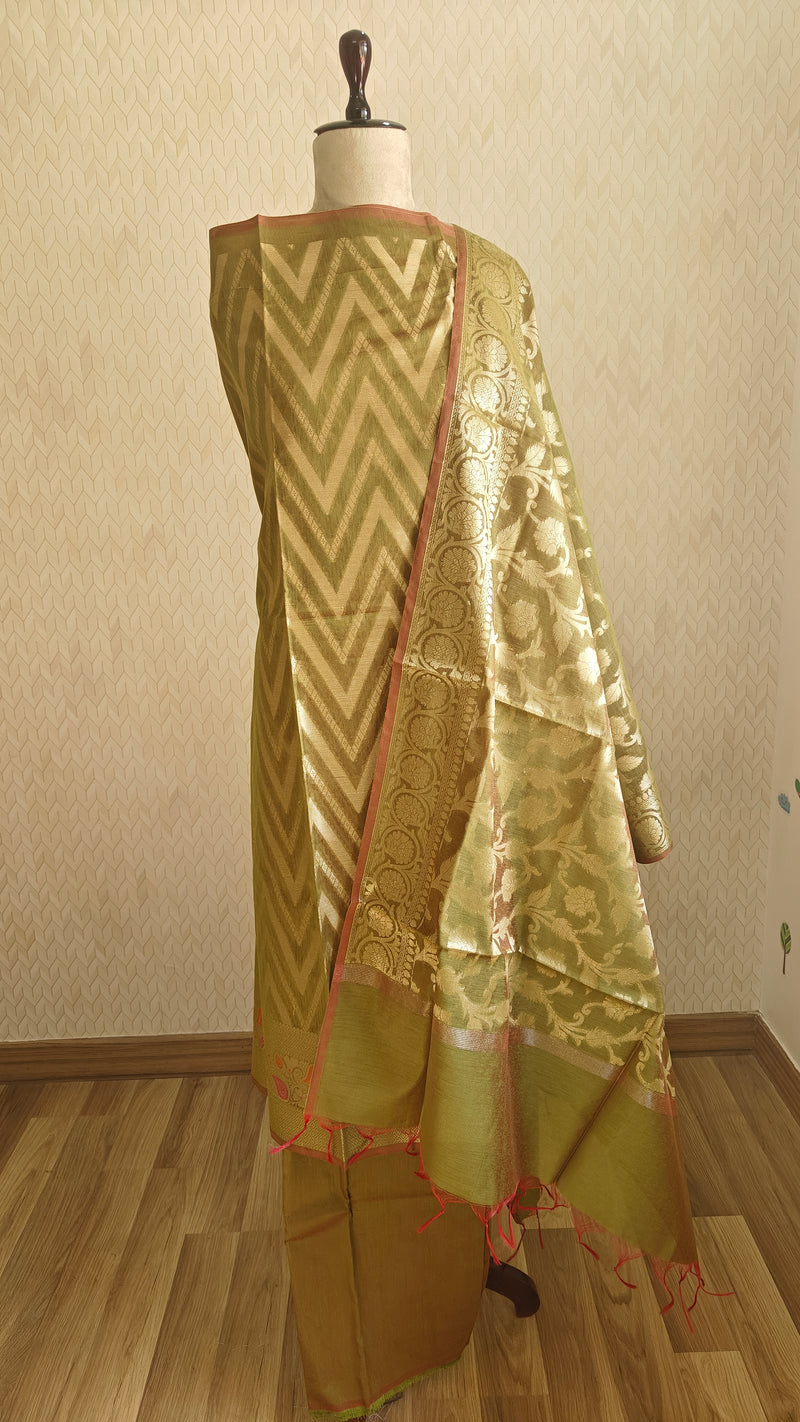 Mehndi Green Cotton Suit