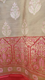 Red Cream Silk Suit Meenakari