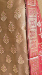 Red Cream Silk Suit Meenakari