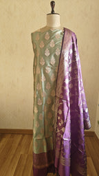 Banarasi Purple Sea Green Silk