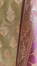 Banarasi Purple Sea Green Silk