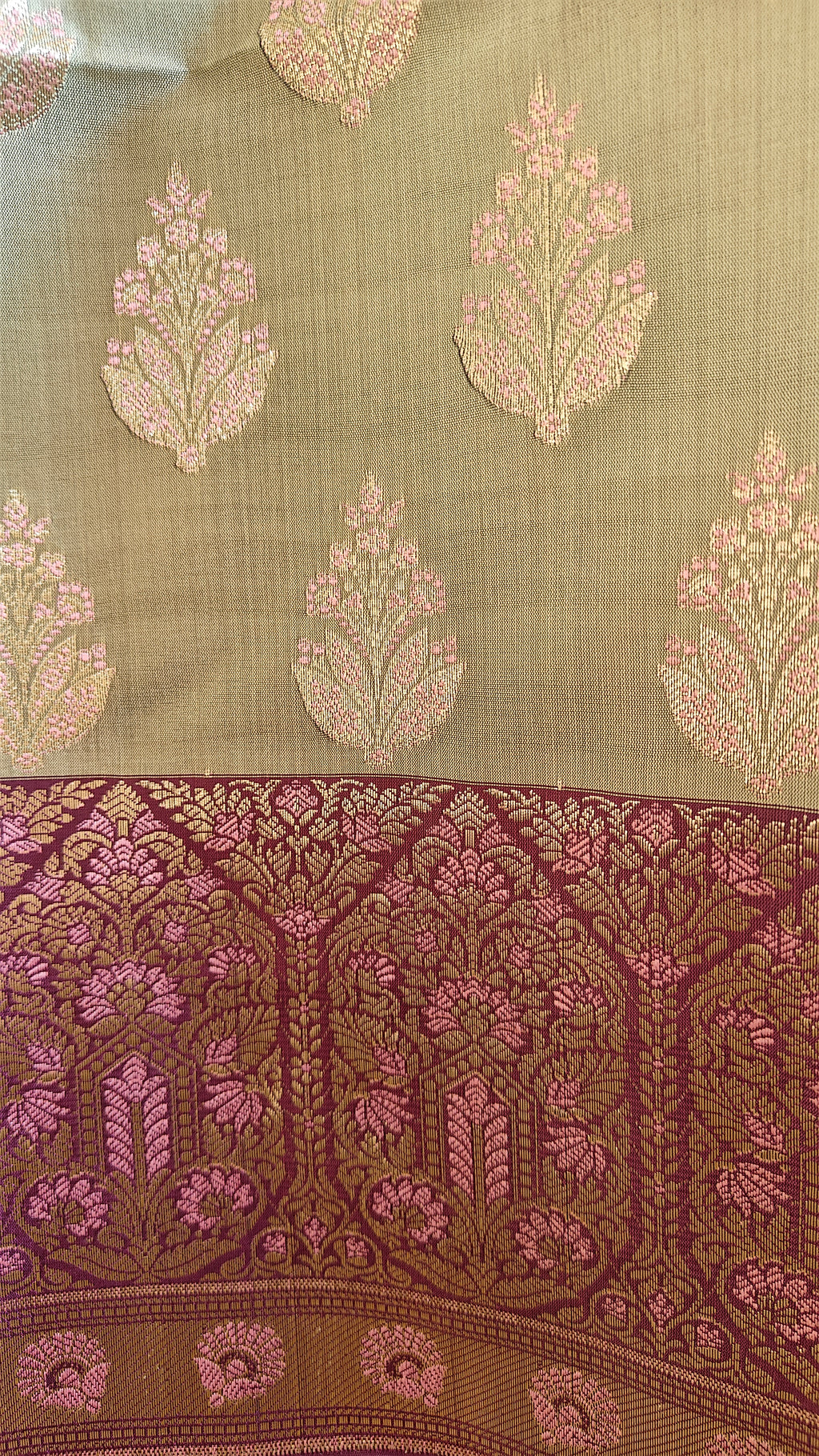 Banarasi Purple Sea Green Silk