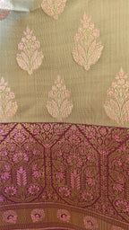 Banarasi Purple Sea Green Silk
