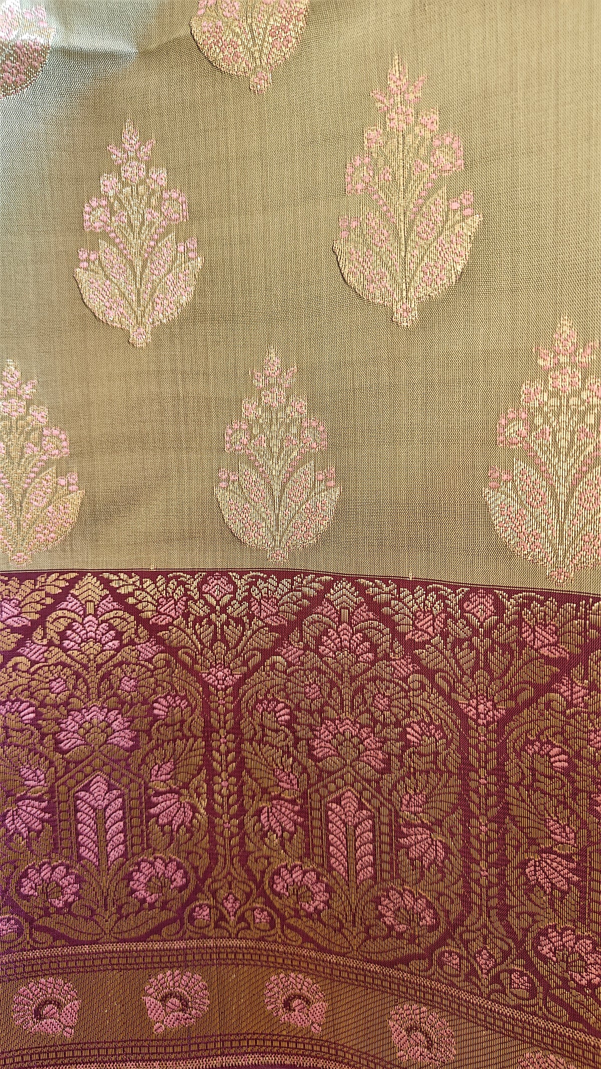 Banarasi Purple Sea Green Silk
