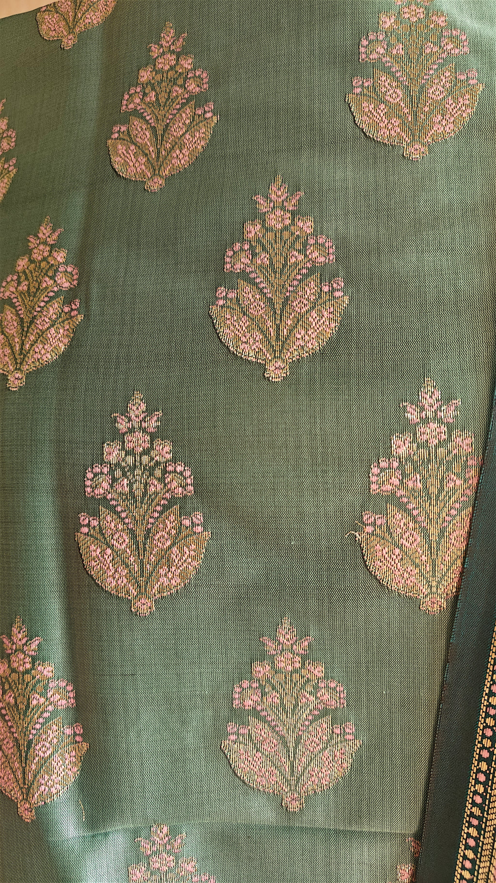 Banarasi Purple Sea Green Silk