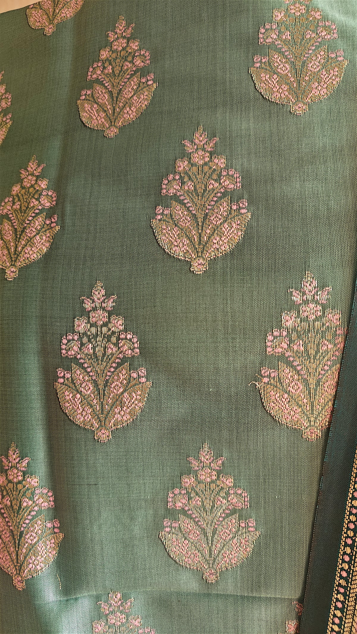 Banarasi Purple Sea Green Silk